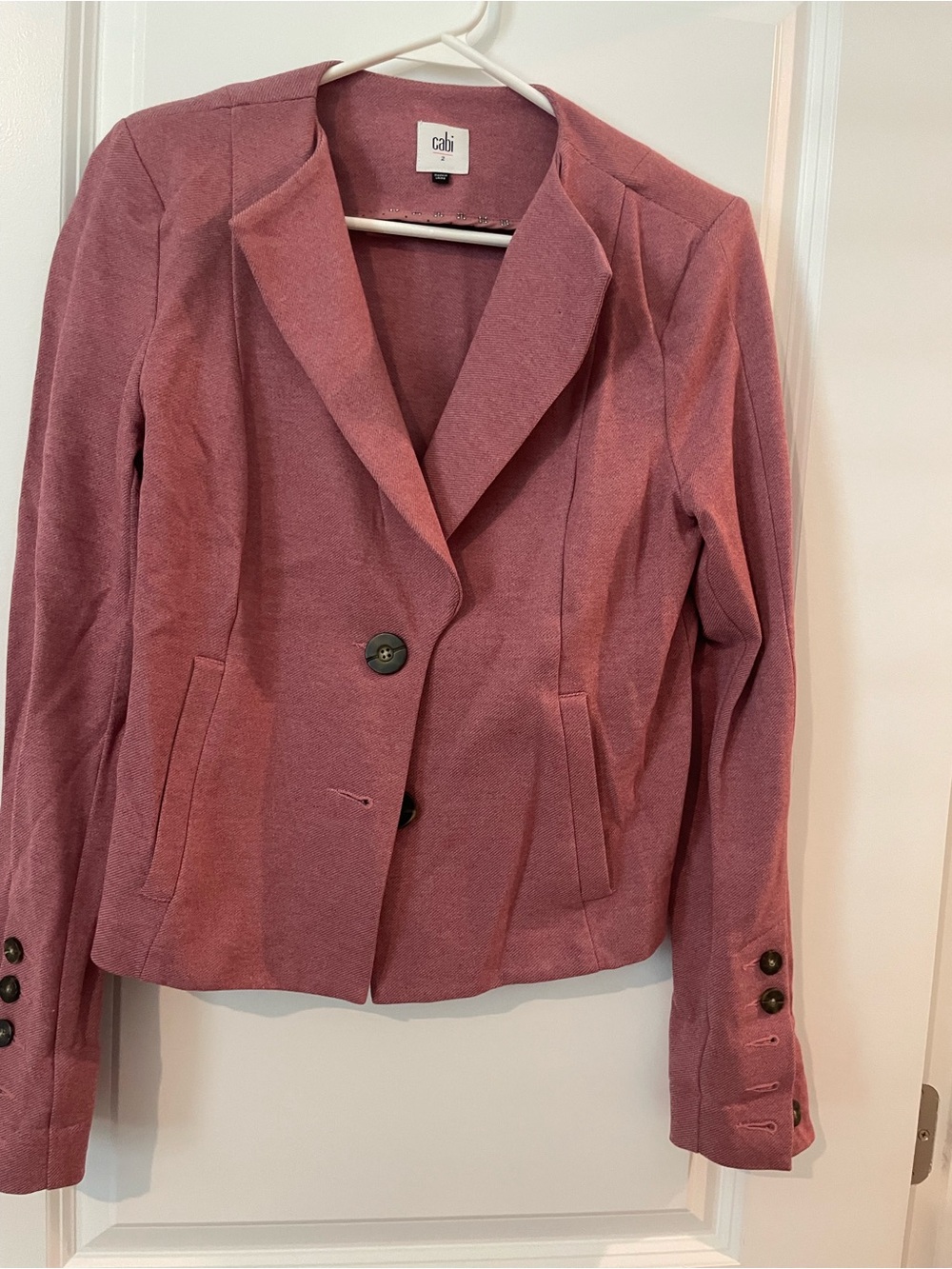 CAbi Mauve Pink Single-Breasted Tailored Blazer